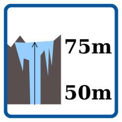 Topo lodospad Kaskady - wysokość lodospadu